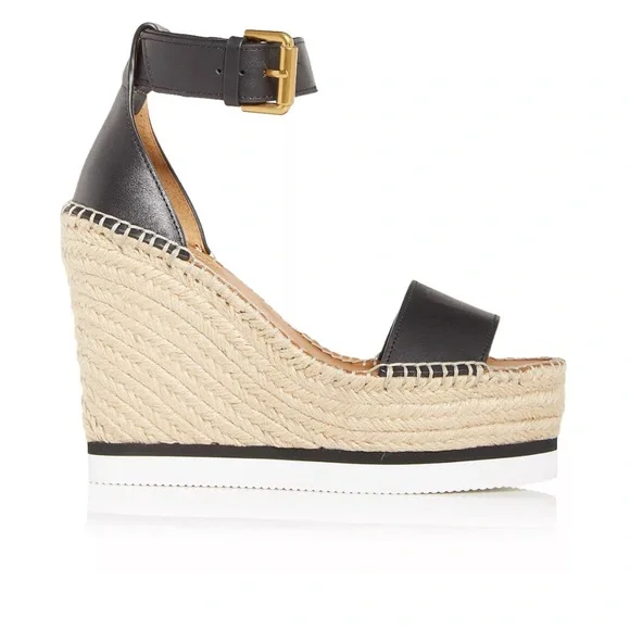 See By Chloe Glyn Platform Wedge Espadrille Sandals - Picture 2 of 16
